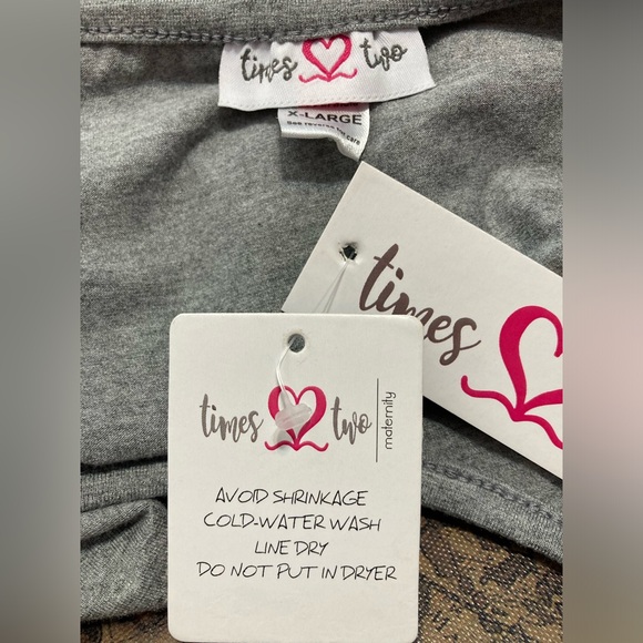 NWT Times Two Maternity Maxi Dress Short Sleeve Heathered Gray XL 12022 - Picture 5 of 8